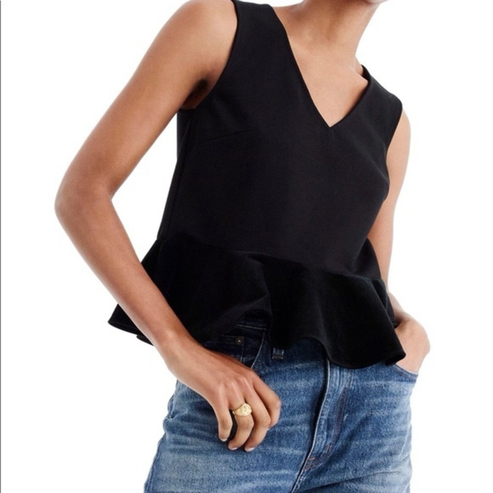 NWT J Crew Velvet Peplum Sleeveless Top black
Size S